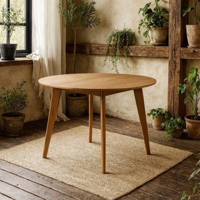 Wyld Haus Saffron Small Round Dining Table Walnut Effect in Natural - image 1