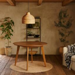 Wyld Haus Saffron Small Round Dining Table Walnut Effect in Natural - thumbnail 2