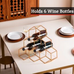 Orsina Contemporary 6 Bottle Green Finish Wine Rack, Modern Design Bottle Rack For Cupboard, Durable Wine Rack in Copper - thumbnail 4