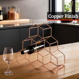Orsina Contemporary 6 Bottle Green Finish Wine Rack, Modern Design Bottle Rack For Cupboard, Durable Wine Rack in Copper - thumbnail 5