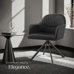 tectake Armchair Lona Set Of 2 - Black/Black in Black - Size: 2 Pack - thumbnail 8