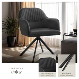 tectake Armchair Lona Set Of 2 - Black/Black in Black - Size: 2 Pack - thumbnail 4