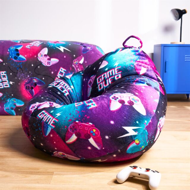 OHS Kids Playing Bean Bag Chair Filled Printed Gaming Seat in Purple - image 1