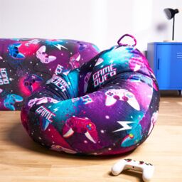 OHS Kids Playing Bean Bag Chair Filled Printed Gaming Seat in Purple - thumbnail 1