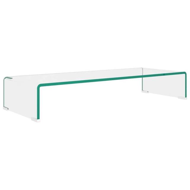 Berkfield Home TV Stand/Monitor Riser Glass Clear 80x30x13 cm - Size: 80 x 30 x 13 cm - image 1