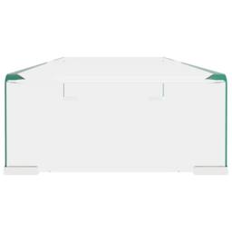 Berkfield Home TV Stand/Monitor Riser Glass Clear 80x30x13 cm - Size: 80 x 30 x 13 cm - thumbnail 4