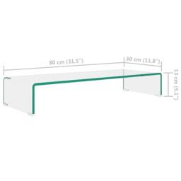 Berkfield Home TV Stand/Monitor Riser Glass Clear 80x30x13 cm - Size: 80 x 30 x 13 cm - thumbnail 6