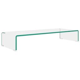Berkfield Home TV Stand/Monitor Riser Glass Clear 80x30x13 cm - Size: 80 x 30 x 13 cm - thumbnail 1
