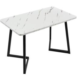 Fascinate Marble Pattern Rectangular Dining Table - Metal Frame, Black & White - thumbnail 5