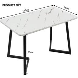 Fascinate Marble Pattern Rectangular Dining Table - Metal Frame, Black & White - thumbnail 4