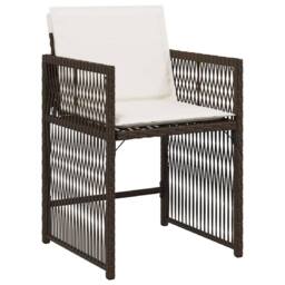 Berkfield Home Traditional 5 Piece Garden Dining Set with Cushions Brown Poly Rattan - thumbnail 6