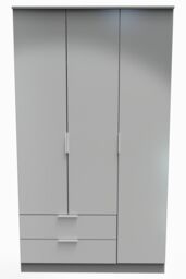 Ready Assembled 2 U Dover Triple Wardrobe with 2 Drawers (Ready Assembled) in Dark Grey - thumbnail 1