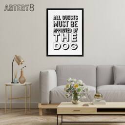"Artery8 All Guests Must Be Approved By The Dog Funny Framed Canvas Wall Art in White - Size: W12"" x H16""" - thumbnail 3