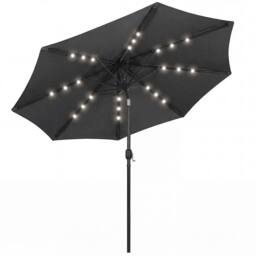 OUTSUNNY 2.6 m Garden Parasol Umbrella with Light, Outdoor Patio Umbrella in Black - Size: 260 cm x 100 cm - thumbnail 2
