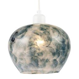 Happy Homewares Modern Glass Pendant Light Shade with Unique Brush Design in Blue - thumbnail 2