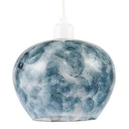 Happy Homewares Modern Glass Pendant Light Shade with Unique Brush Design in Blue - thumbnail 1