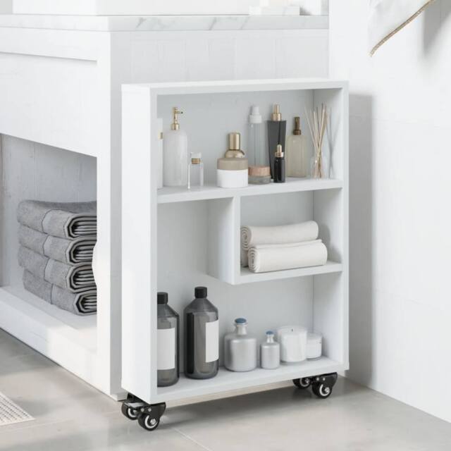 Berkfield Home Narrow Storage Trolley White 48x13x68 cm Engineered Wood - Size: 48 x 13 x 68 cm - image 1