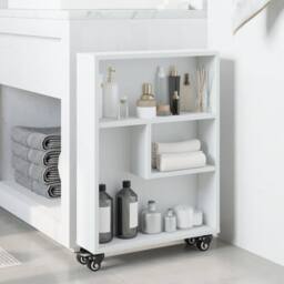 Berkfield Home Narrow Storage Trolley White 48x13x68 cm Engineered Wood - Size: 48 x 13 x 68 cm