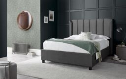 Bedmaster Aurora Velvet Ottoman Bed & Cotswold 3000 Pocket Sprung Natural Mattress in Grey - Size: King - thumbnail 2