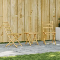Berkfield Home 3 Piece Bistro Set Bamboo in Brown