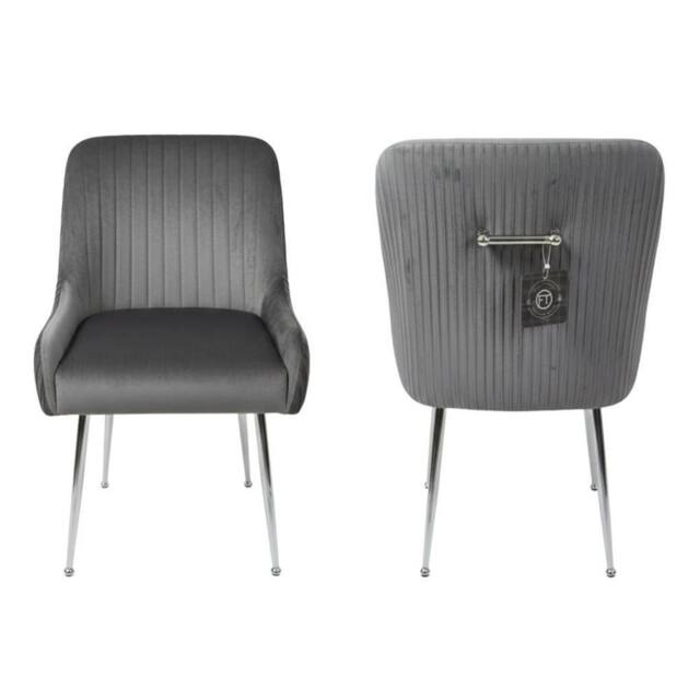 HOME LUXE INTERIOR Marco Dining Chair Brushed Velvet Grey - Sold In Pairs - image 1