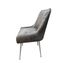 HOME LUXE INTERIOR Marco Dining Chair Brushed Velvet Grey - Sold In Pairs - thumbnail 2