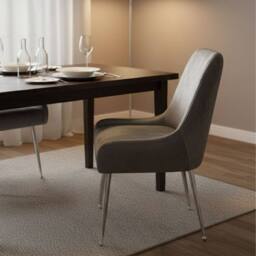 HOME LUXE INTERIOR Marco Dining Chair Brushed Velvet Grey - Sold In Pairs - thumbnail 6