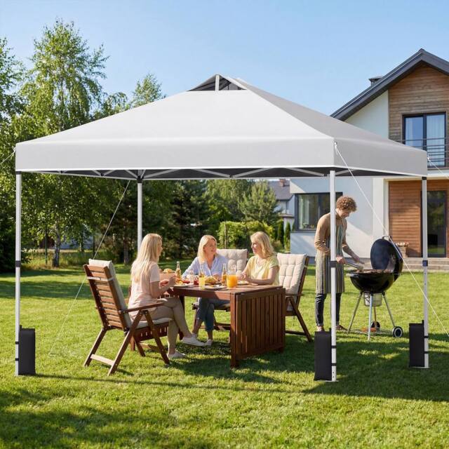 Costway 300 x 300 cm Pop up Canopy Tent 1 Person Easy Setup Gazebo Shelter in White - image 1