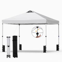 Costway 300 x 300 cm Pop up Canopy Tent 1 Person Easy Setup Gazebo Shelter in White - thumbnail 3