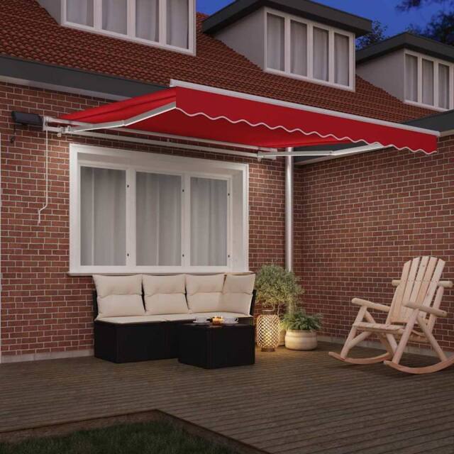 Berkfield Home Manual Retractable Awning with LED Red 300x250 cm - image 1