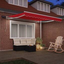Berkfield Home Manual Retractable Awning with LED Red 300x250 cm - thumbnail 1