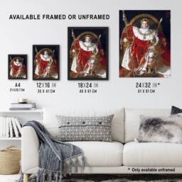 Artery8 J A D Ingres Napoleon I on His Imperial Throne Framed Wall Art Print in Red - Size: A4 - thumbnail 3