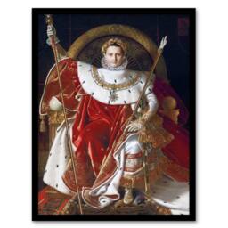 Artery8 J A D Ingres Napoleon I on His Imperial Throne Framed Wall Art Print in Red - Size: A4 - thumbnail 1