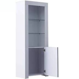 SPETLEK High Gloss White Tall Display Cabinet with LED Lights Storage - thumbnail 5