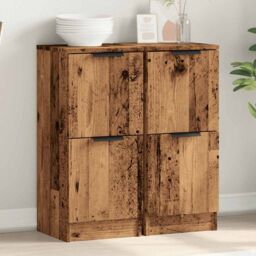 Berkfield Home Sideboards 2 pcs Old Wood 30x30x70 cm Engineered Wood in Brown - Size: 30 x 30 x 70 cm - thumbnail 4