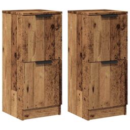 Berkfield Home Sideboards 2 pcs Old Wood 30x30x70 cm Engineered Wood in Brown - Size: 30 x 30 x 70 cm - thumbnail 2