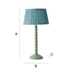 ValueLights Bobbin Bobble Table Lamp with Leaf Pleated Tapered Lamp Shade & Bulb in Pale Green - thumbnail 7