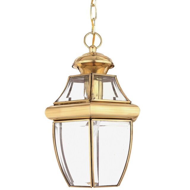 Loops IP23 1 Bulb Chain Lantern Light Highly Polished Brass LED E27 100W in Metallics