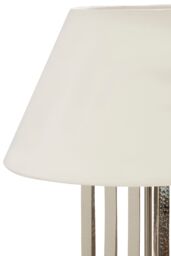Orsina Brendan Textured Stainless Steel Table Lamp, White Fabric Empire Shade, Hammered Silver Finish Lighting - thumbnail 4