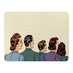 Benjamin Tate Design A crowd of spectators stand back retro style pop art Designer Blanket in Natural - Size: 120 cm x 150 cm - thumbnail 1