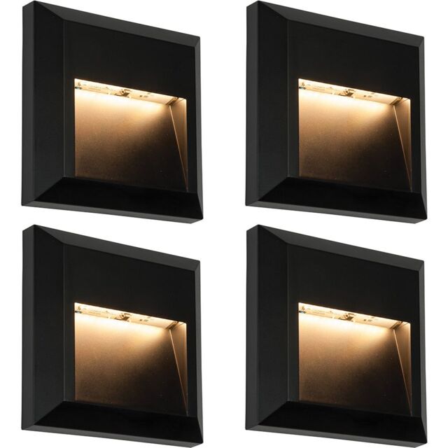 Loops 4 PACK Square IP65 Guide Light - Indirect 1.1W Warm White LED - Black ABS - image 1