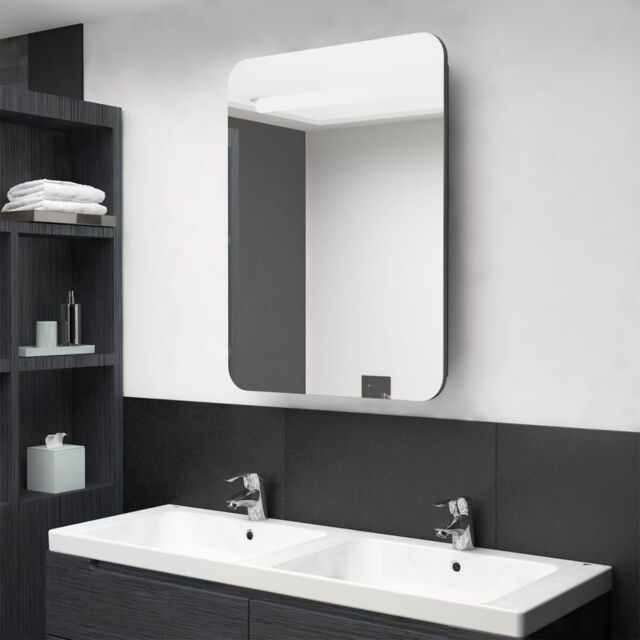 Berkfield Home LED Bathroom Mirror Cabinet Shining Grey 60x11x80 cm - Size: 60 x 11 x 80 cm - image 1