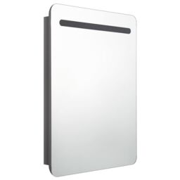 Berkfield Home LED Bathroom Mirror Cabinet Shining Grey 60x11x80 cm - Size: 60 x 11 x 80 cm - thumbnail 3