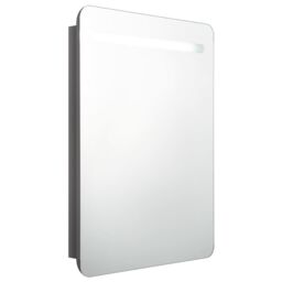 Berkfield Home LED Bathroom Mirror Cabinet Shining Grey 60x11x80 cm - Size: 60 x 11 x 80 cm - thumbnail 2