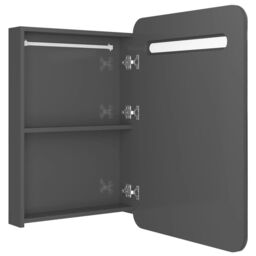 Berkfield Home LED Bathroom Mirror Cabinet Shining Grey 60x11x80 cm - Size: 60 x 11 x 80 cm - thumbnail 5
