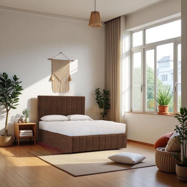 "Knight Sleep Paris Bed & Mattress, 2 Drawers Same Side & 24""Headboard+12""Footboard in Chocolate - Size: Small Single" - image 1