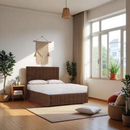 "Knight Sleep Paris Bed & Mattress, 2 Drawers Same Side & 24""Headboard+12""Footboard in Chocolate - Size: Small Single" - thumbnail 1