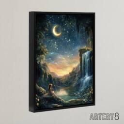"Artery8 Wendy In Neverland Magical Kids Bedroom Framed Canvas Wall Art Print in Blue - Size: W12"" x H16""" - thumbnail 2