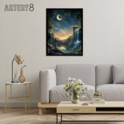 "Artery8 Wendy In Neverland Magical Kids Bedroom Framed Canvas Wall Art Print in Blue - Size: W12"" x H16""" - thumbnail 3