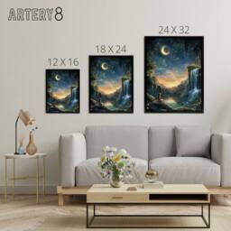 "Artery8 Wendy In Neverland Magical Kids Bedroom Framed Canvas Wall Art Print in Blue - Size: W12"" x H16""" - thumbnail 4